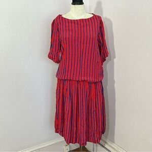 Vintage 80s Jackie Bernard Eklektic Stripe Dress 10
